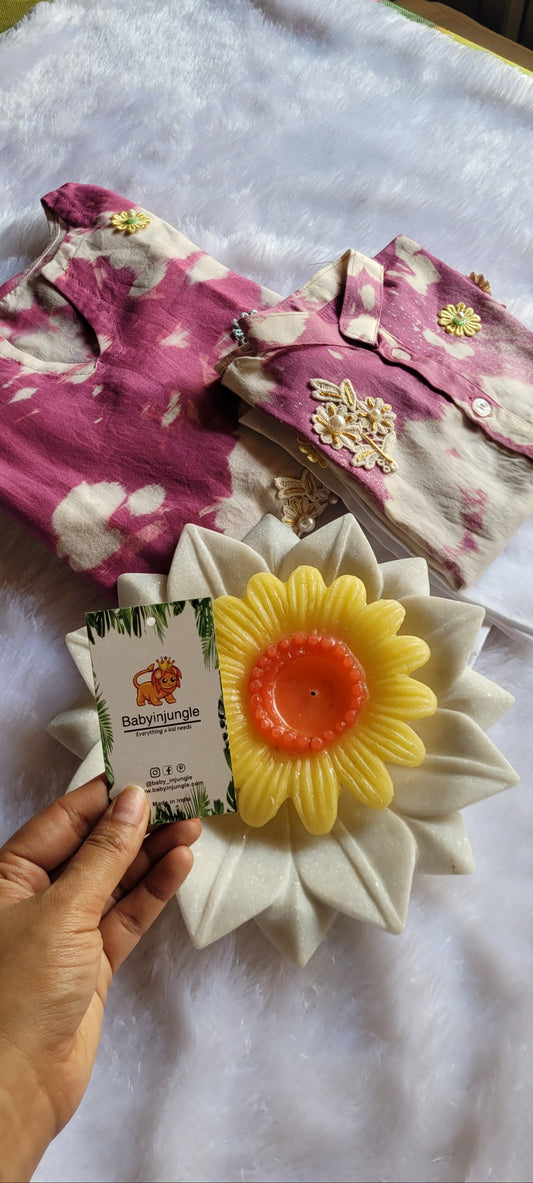 Tie and dye Cotton Ethnic kurta Set