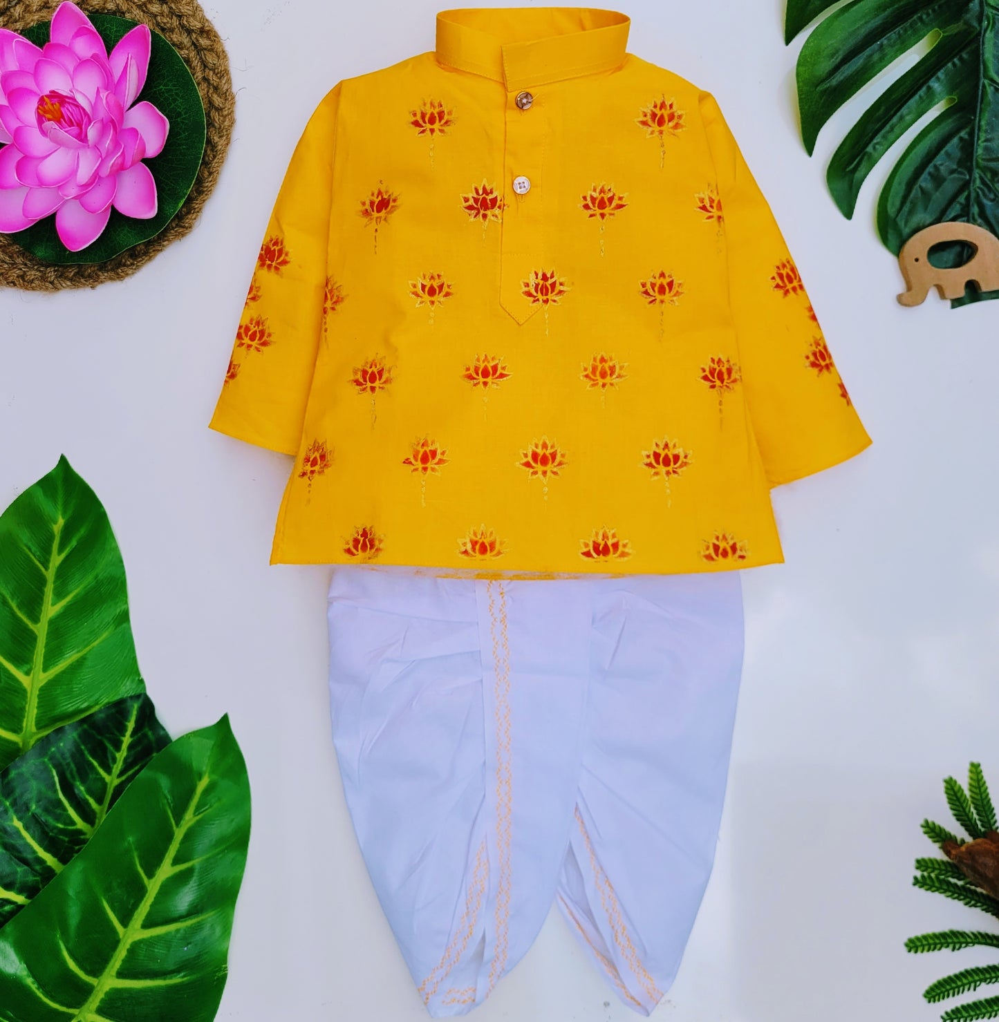 babyNjungle -Infant-Toddler-100% cotton Hand Printed ethnic Wear dhoti kurta set for Boys