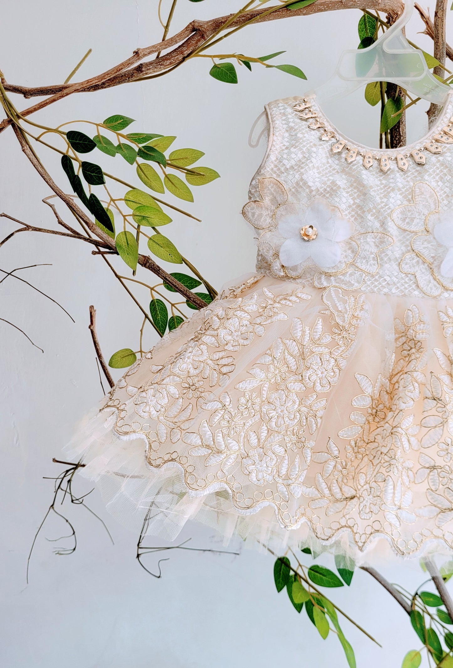 babynjungle- Partywear Sequence Golden 1st Birthday Frock for Girls