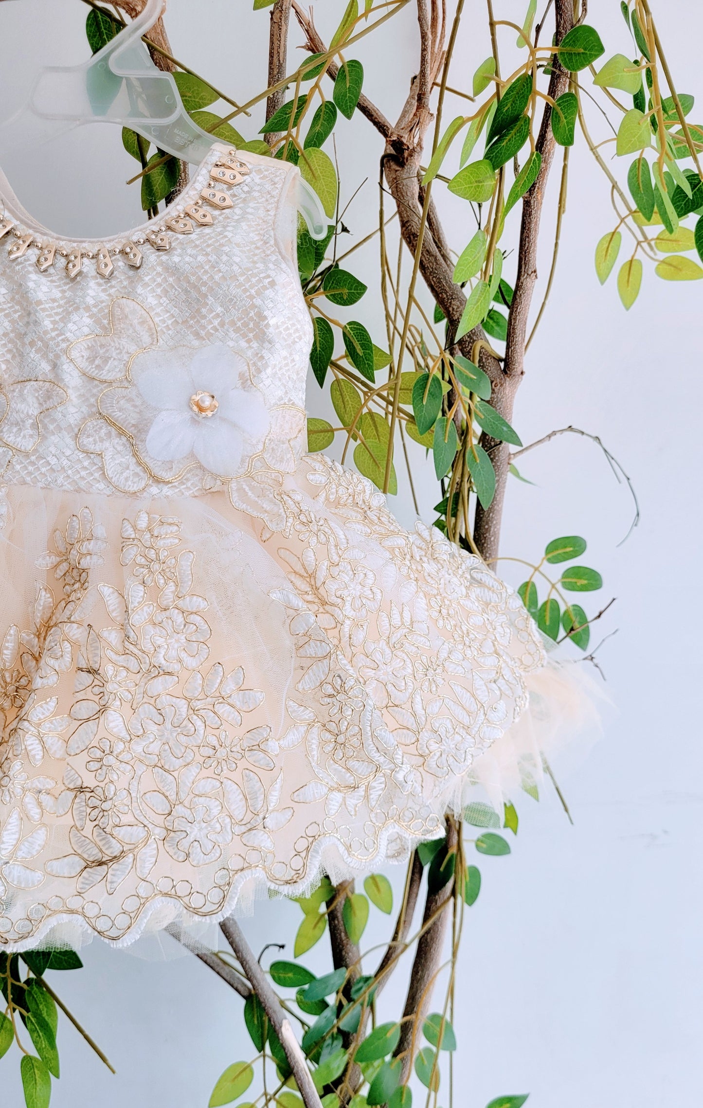 babynjungle- Partywear Sequence Golden 1st Birthday Frock for Girls
