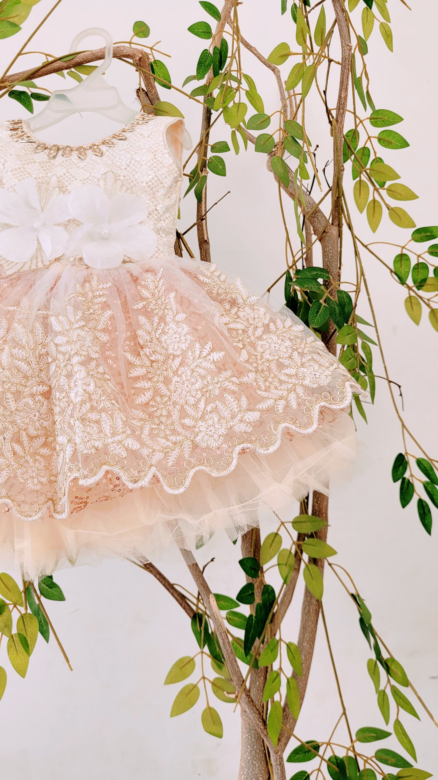 babynjungle- Partywear Sequence Golden 1st Birthday Frock for Girls