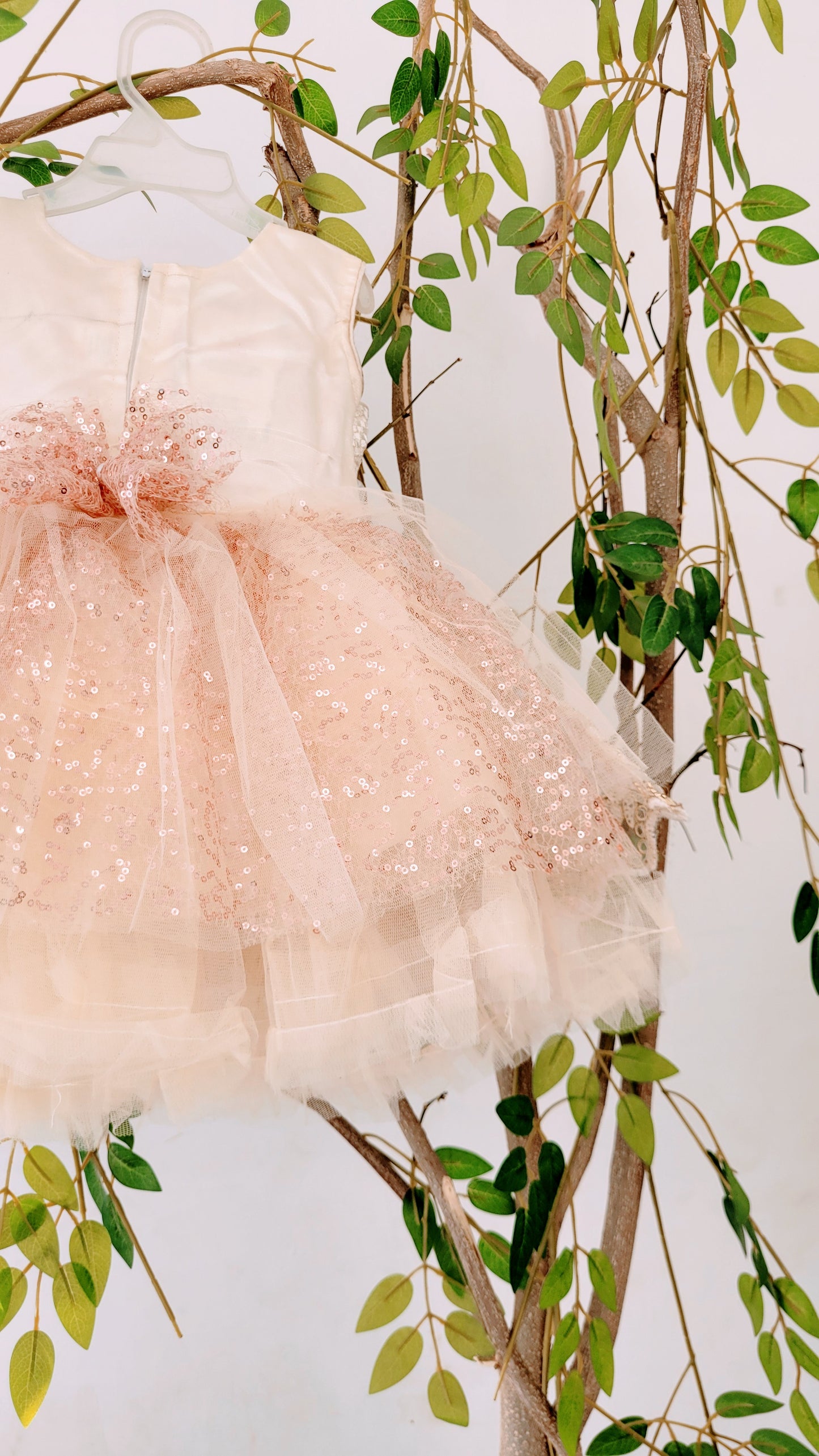 babynjungle- Partywear Sequence Golden 1st Birthday Frock for Girls