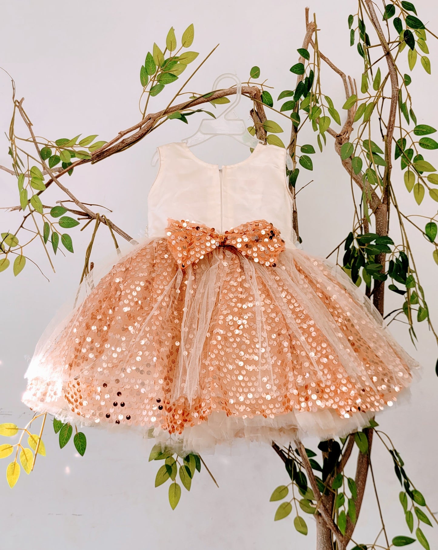 babynjungle- Partywear Sequence Golden 1st Birthday Frock for Girls