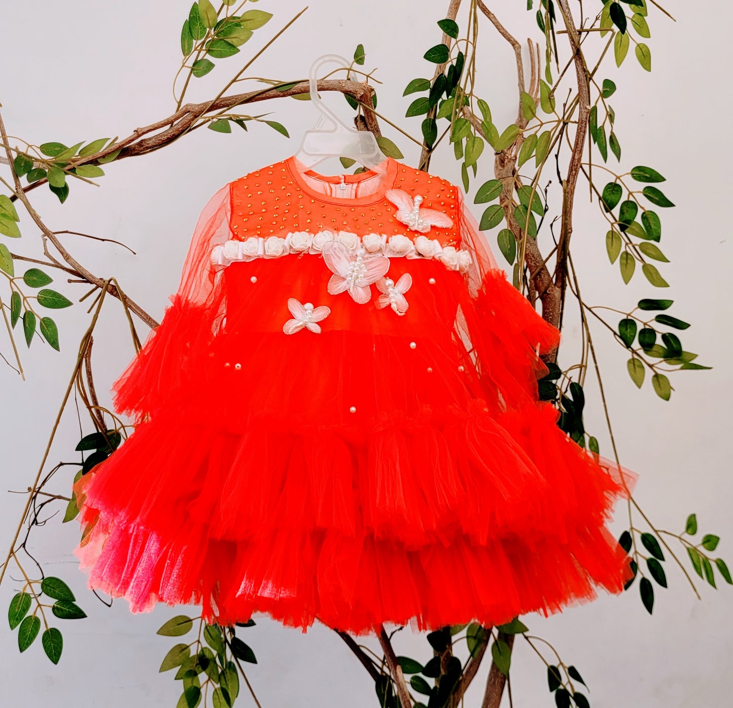 Babynjungle Kids Butterfly Embellished Frills Frock
