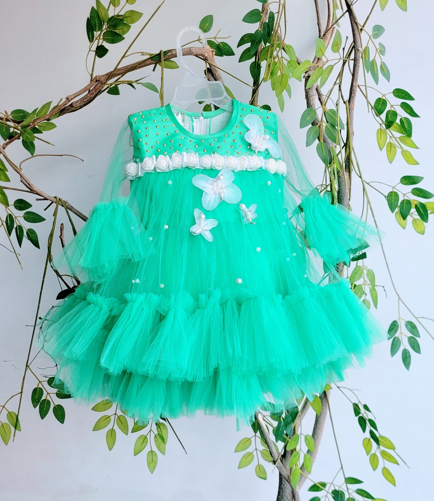 Babynjungle Kids Butterfly Embellished Frills Frock