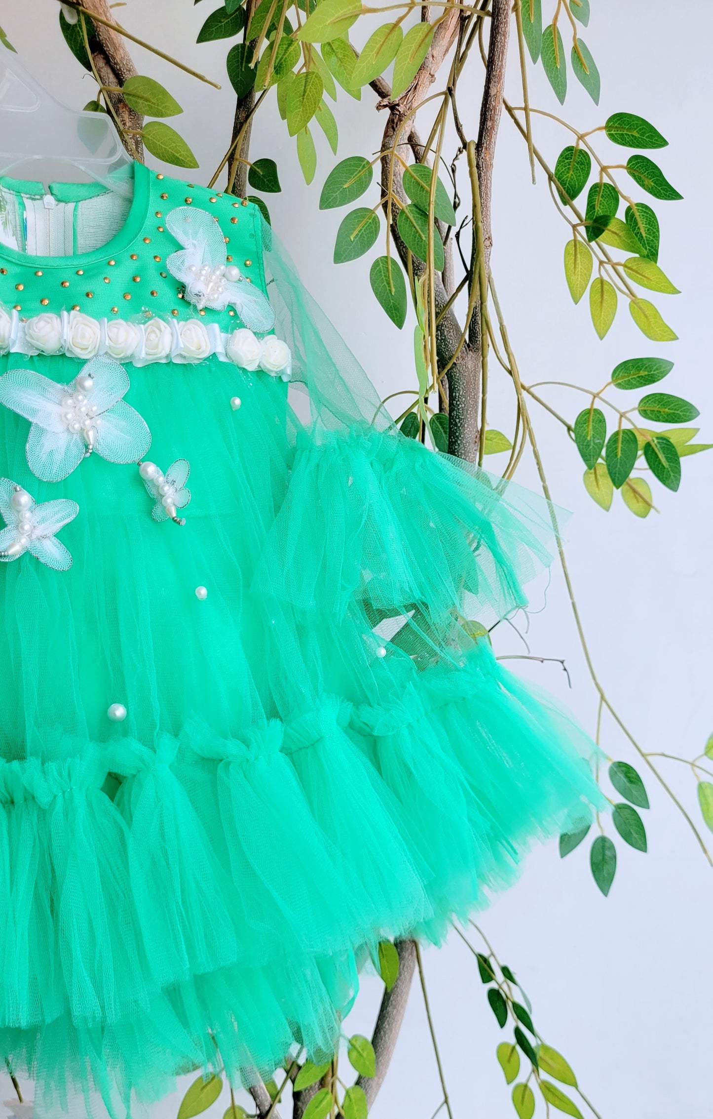 Babynjungle Kids Butterfly Embellished Frills Frock