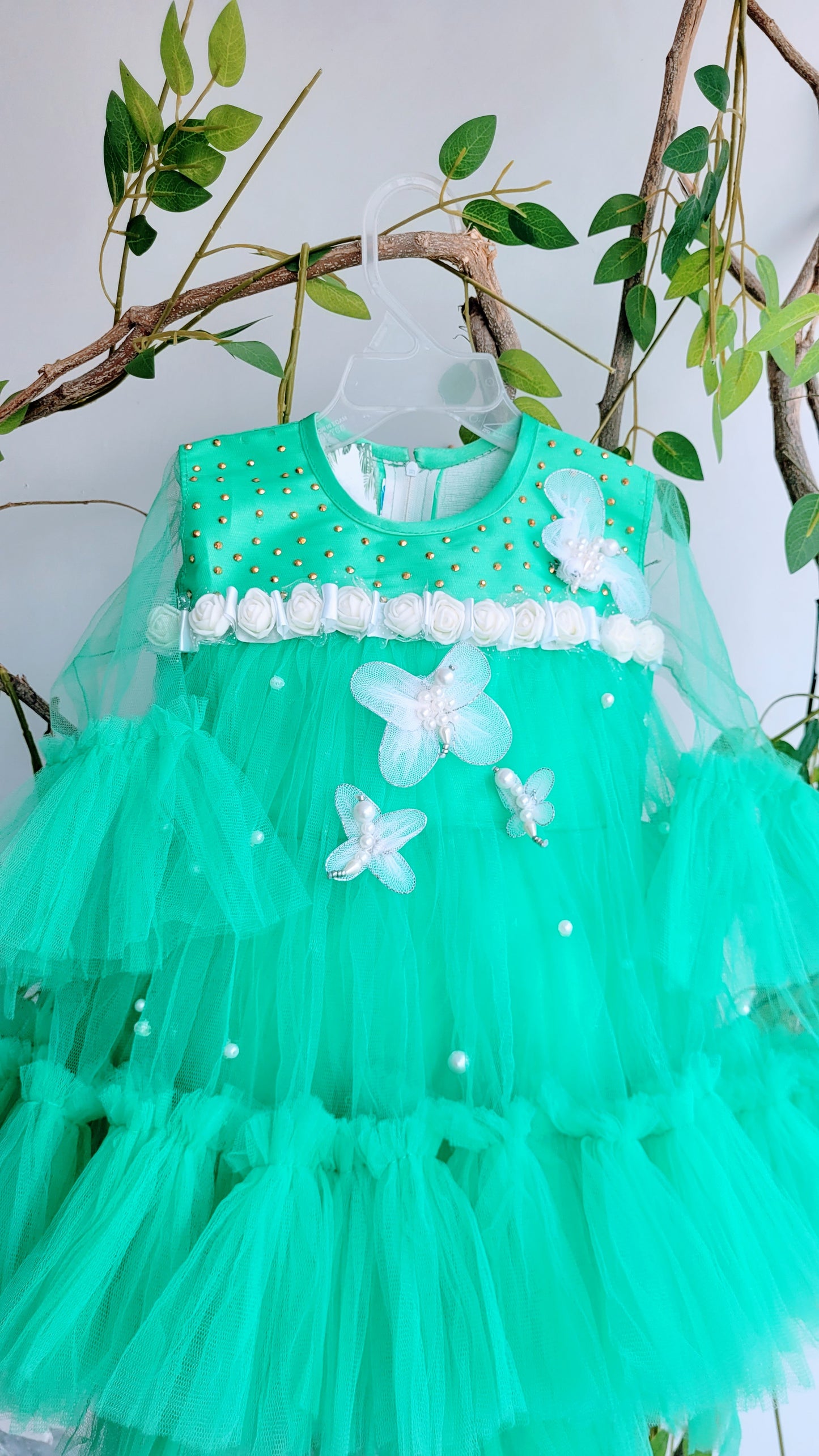Babynjungle Kids Butterfly Embellished Frills Frock