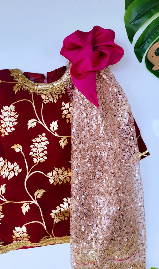 babynjungle -Mehroon georgette Kids sharara kurta Ethnic Set for Girls