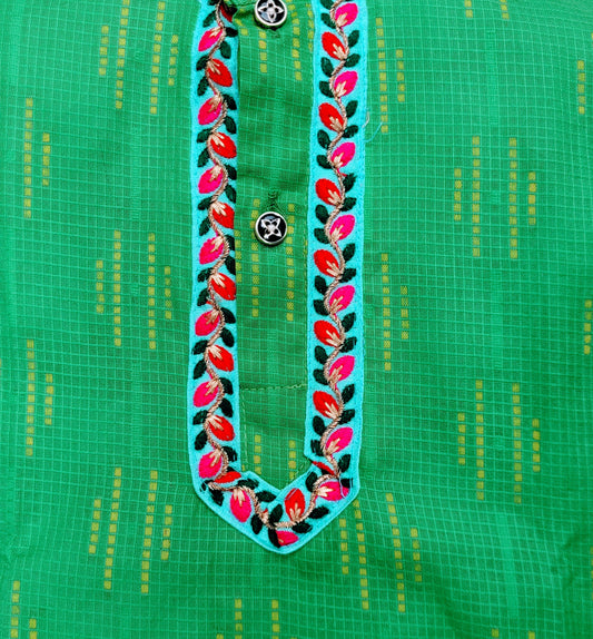 Babynjungle kids Green Cotton dhoti kurta Set for Boys