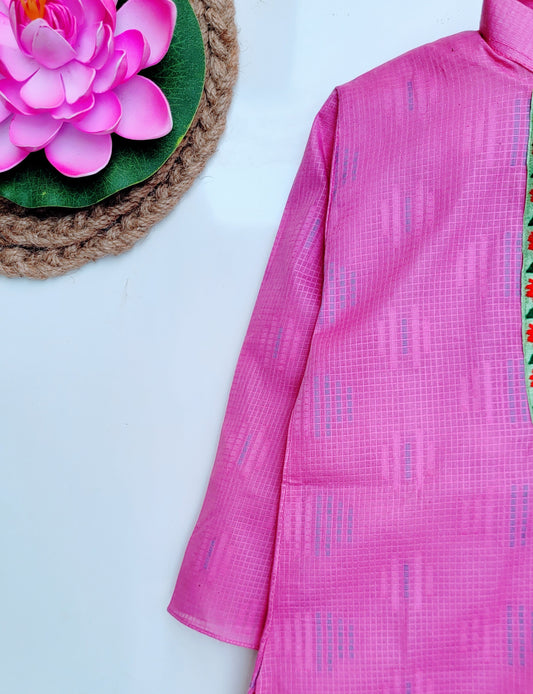 Babynjungle Kids ethnic Cotton pink dhoti kurta set for Boys