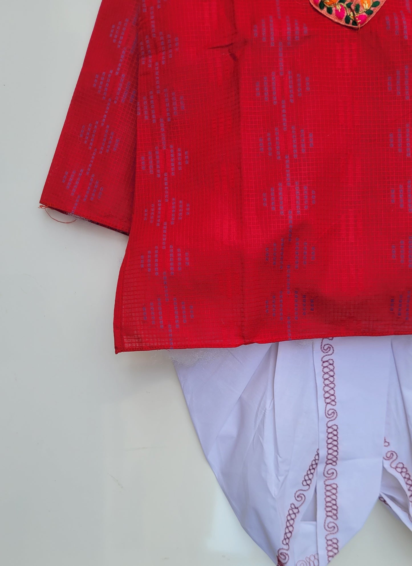 Babynjungle Kids Maroon cotton printed dhoti kurta Set for Boys