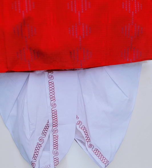 Babynjungle Kids Maroon cotton printed dhoti kurta Set for Boys