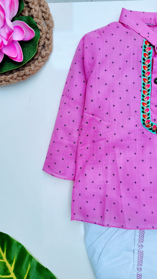 BabyNjungle Kids Printed Cotton Dhoti kurta set for Boys