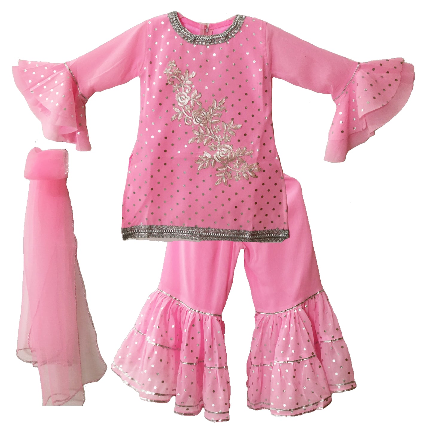 Babynjungle Kids ethnic georgette ethnic sharara kurta set for Girls