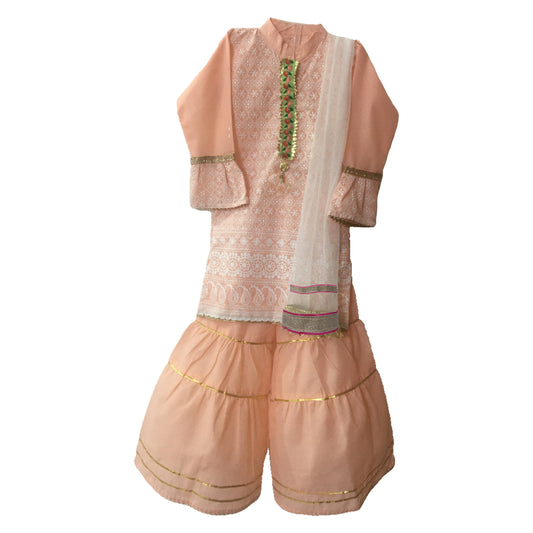 Babynjungle 100% Cotton Ethnic Partywear Sharara kurta Set for girls