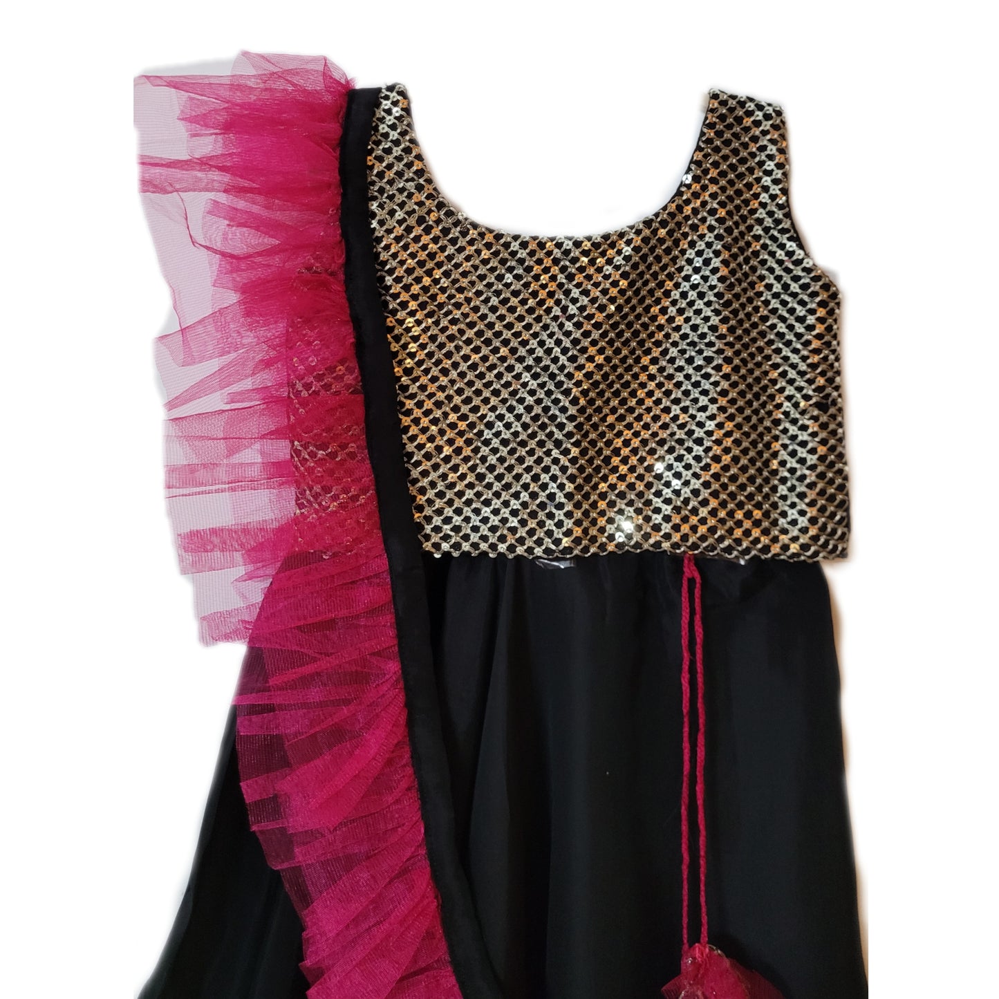 Babynjungle Sleeveless Black Embroidered Brocade Choli With Silk Lehengha choli Set for Girls