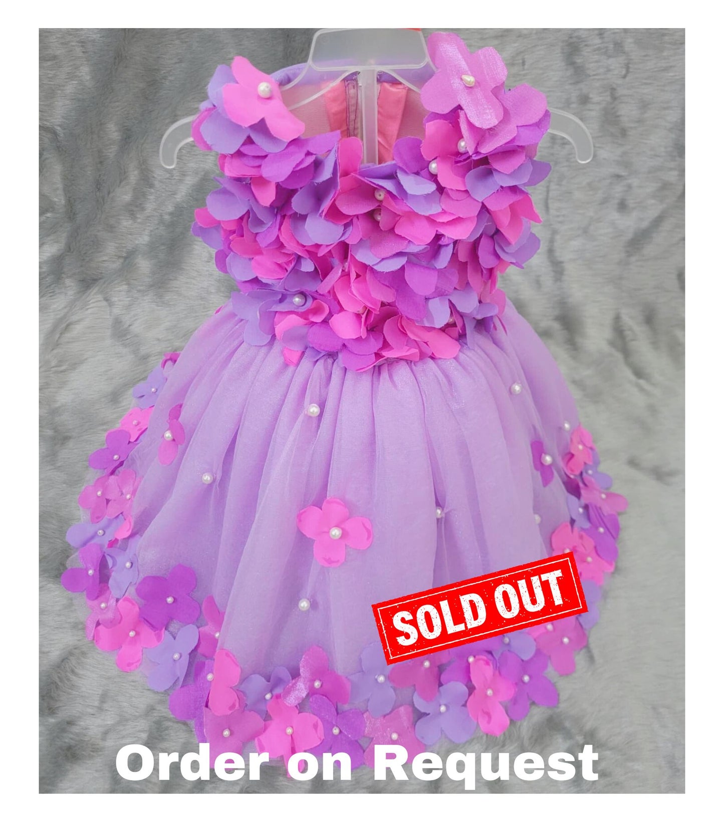 Babynjungle Girls multicolored purple flower frock for kids with beads work