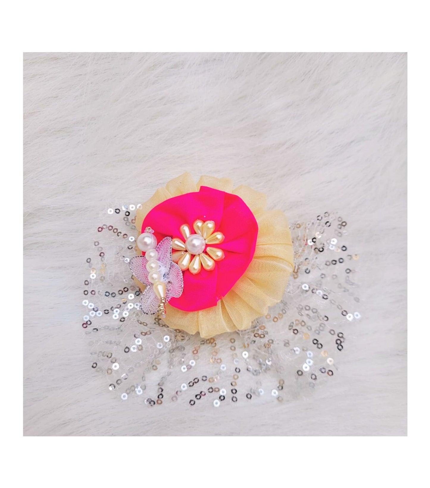 Babynjungle Girls Hair Accessories pink sparkle Butterfly Net hair Clip