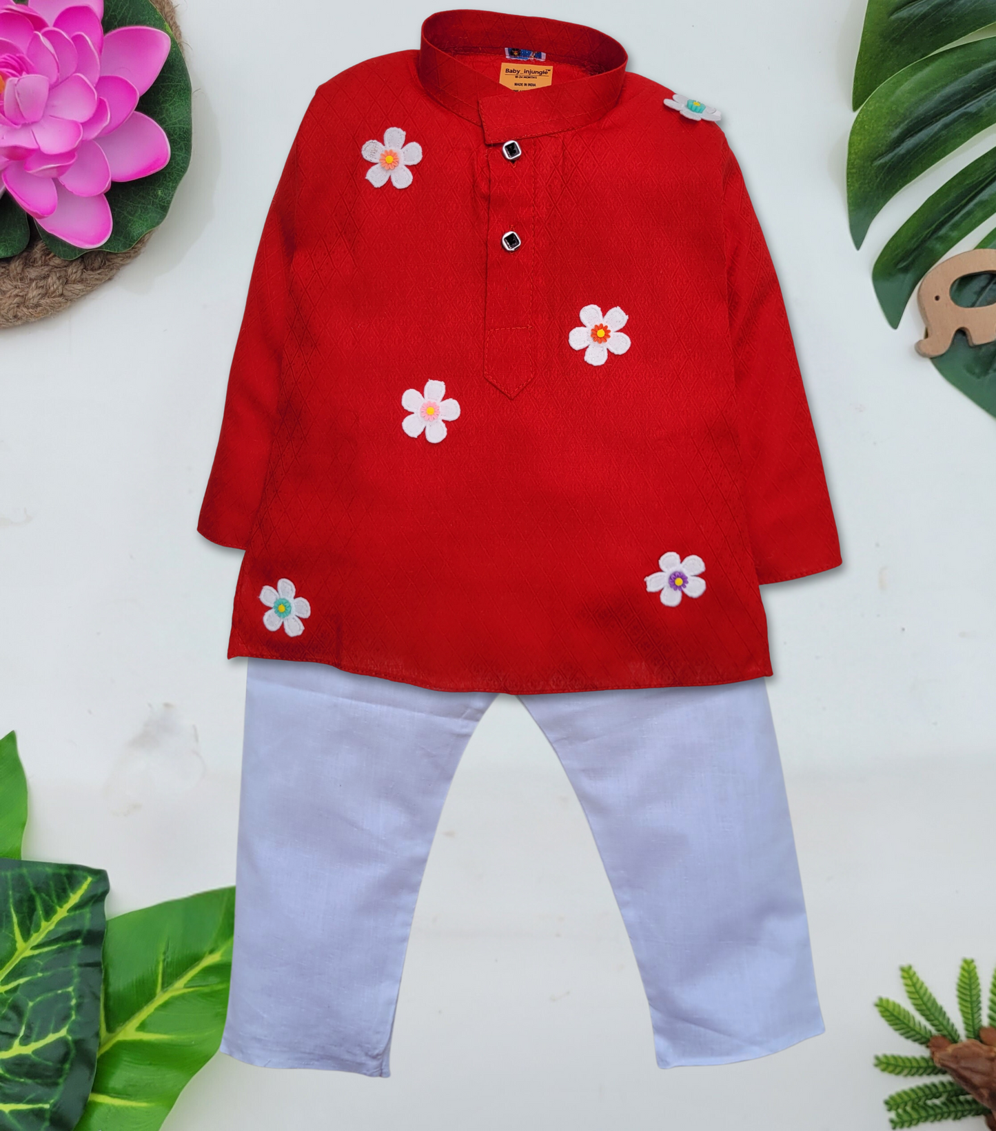 Boys Red Cotton Kurta Pyjama Set for newborn ,infant ,toddler 0 to 15 years old Boys