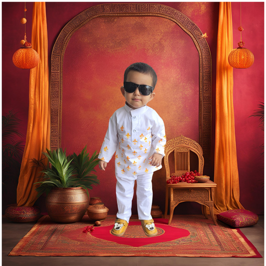 Babynjungle Kids 100% Cotton Hand Painted Ethnic Wear kurta set for Boys