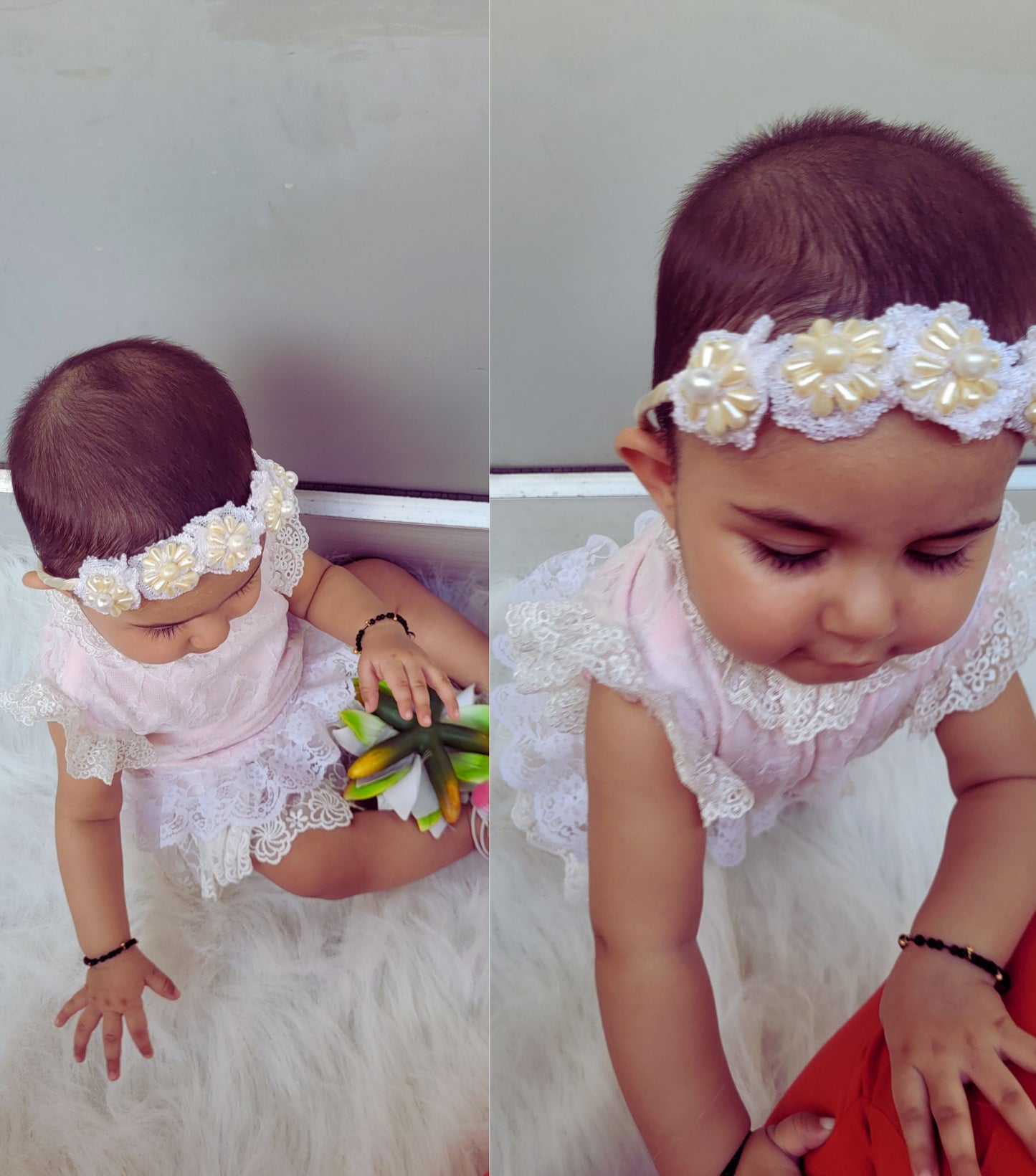 BabyNjungle Princess white Pearl hand embroidered Hairaccessories for girls