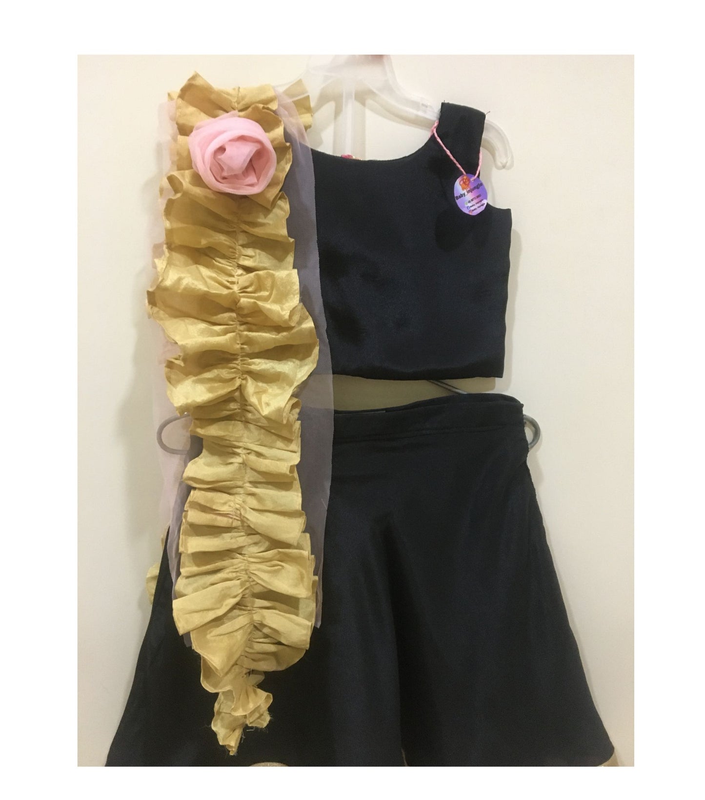 Babynjungle Kids Black Silk Ethnic lehengha choll Set For Girls