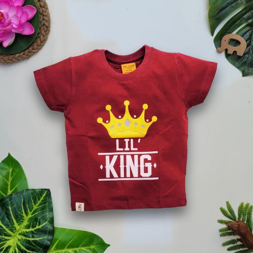 Babynjungle-infants Cotton Printed Meroon Tshirt for Boys