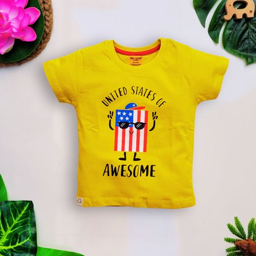 Babynjungle Infant 100% Cotton Mustard Yellow Tshirt for Boys