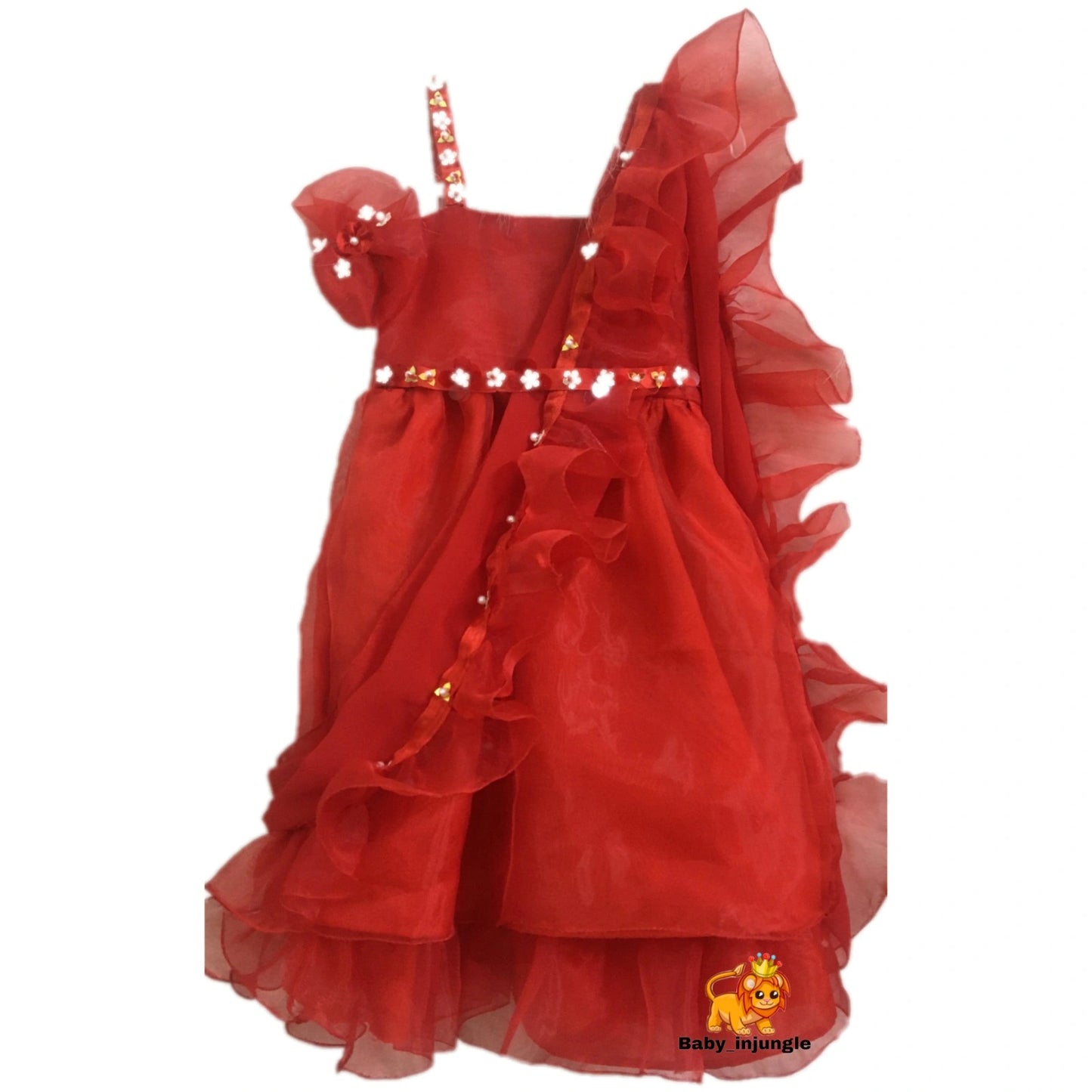 Babynjungle kIds ruffles Organza Embroidered Drape Partwear  Set for Girls