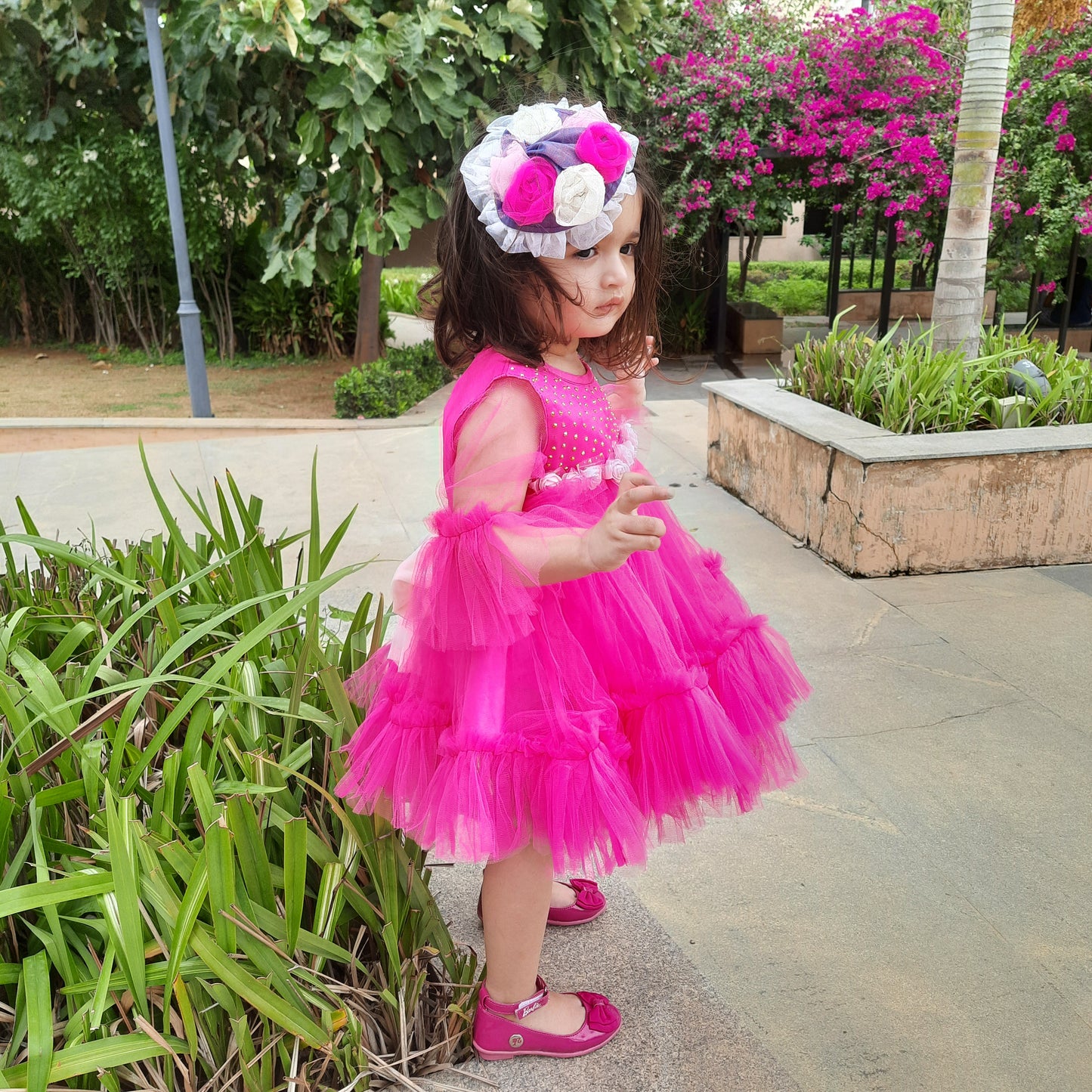 Babynjungle kids Frills Red net frock for Girls