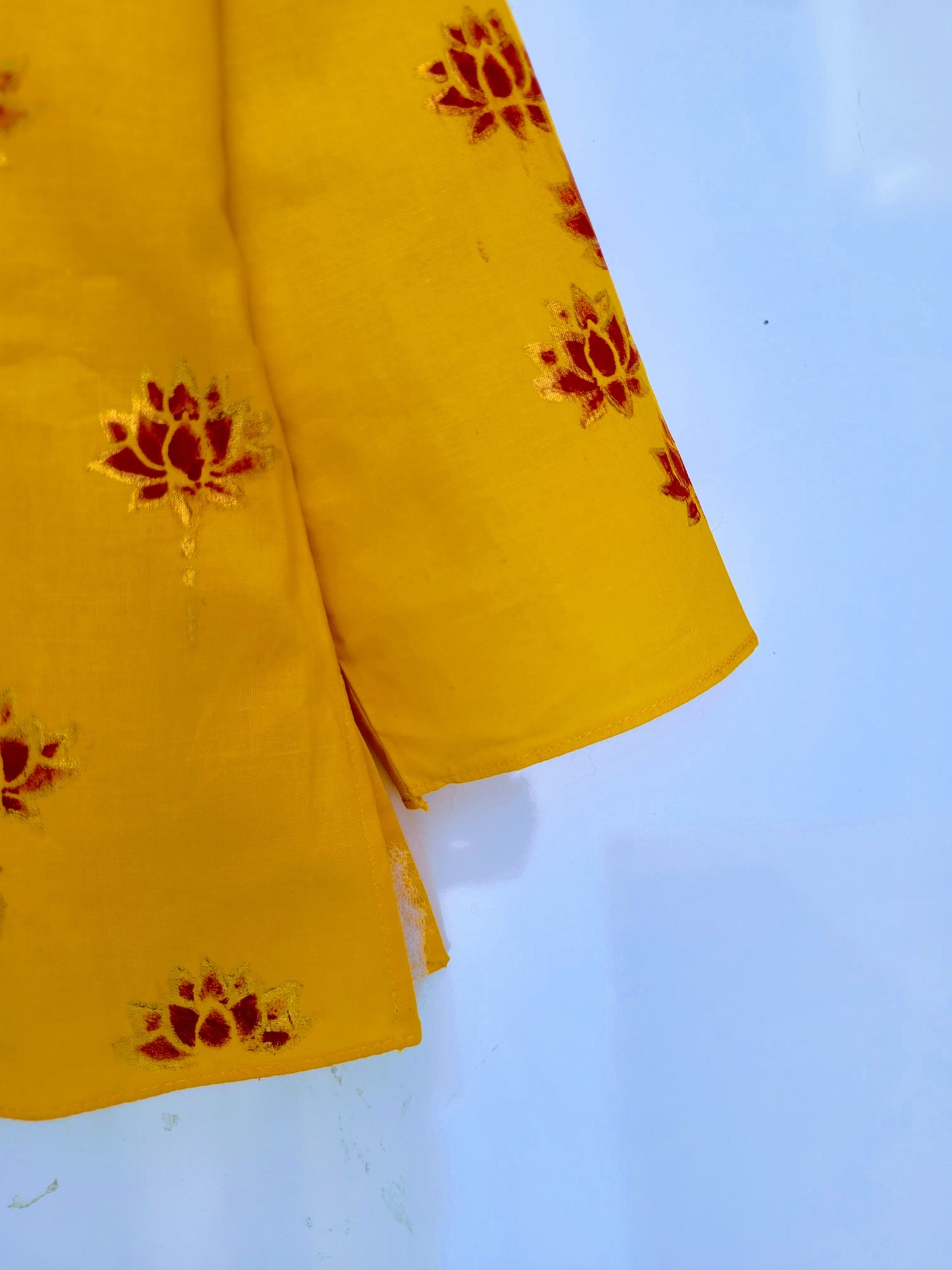 Babynjungle Infant kids Ethnic Wear  Mustard Yellow Hand Printed kurta set for Boys
