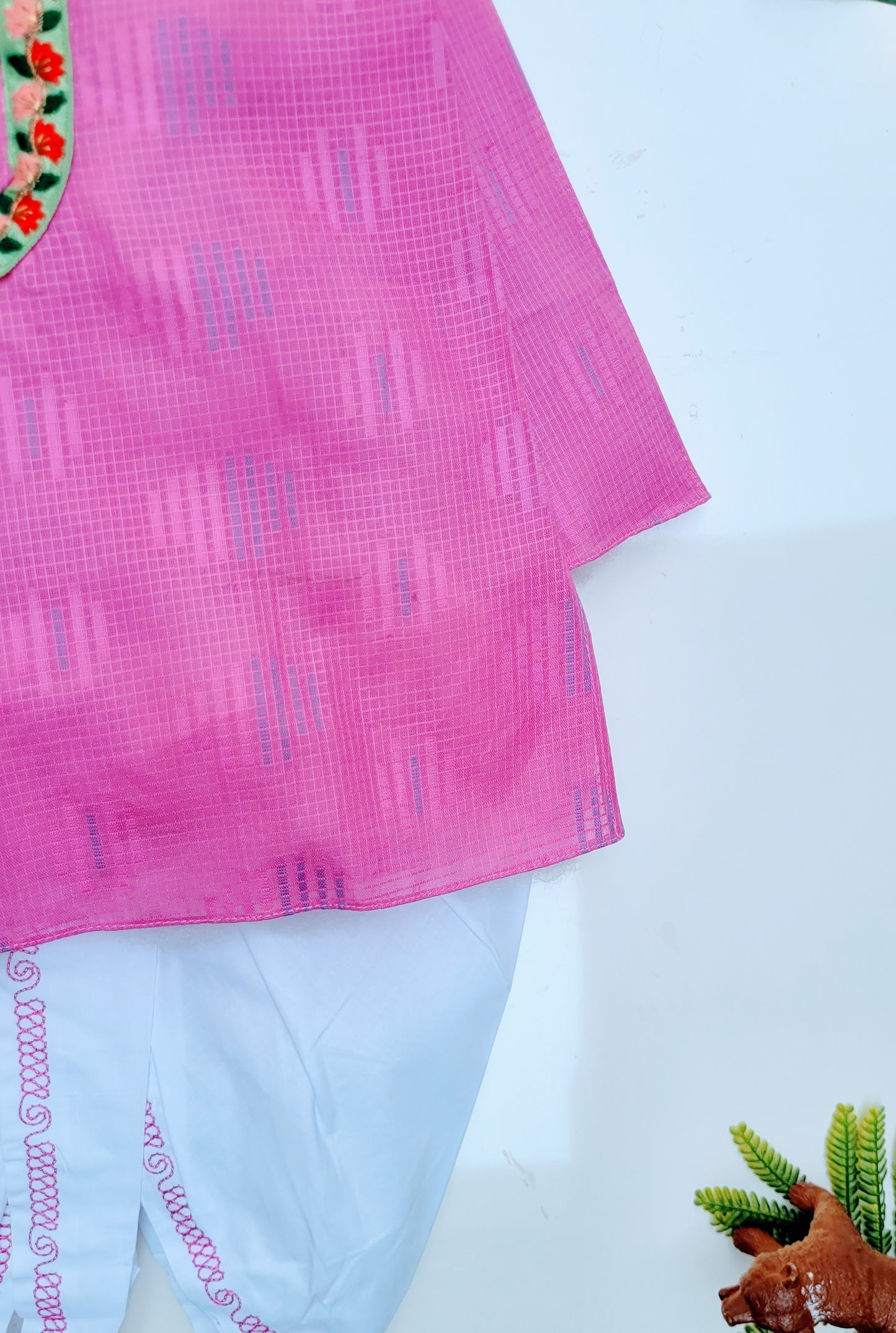 Babynjungle Kids ethnic Cotton pink dhoti kurta set for Boys