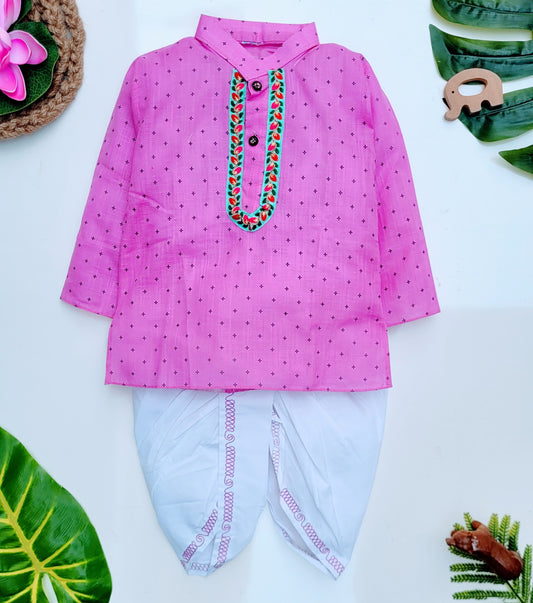 BabyNjungle Kids Printed Cotton Dhoti kurta set for Boys