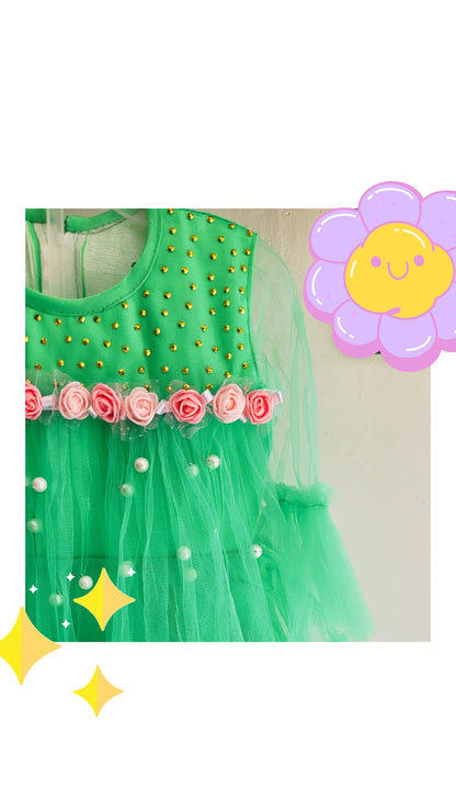 Babynjungle kids Frills Red net frock for Girls