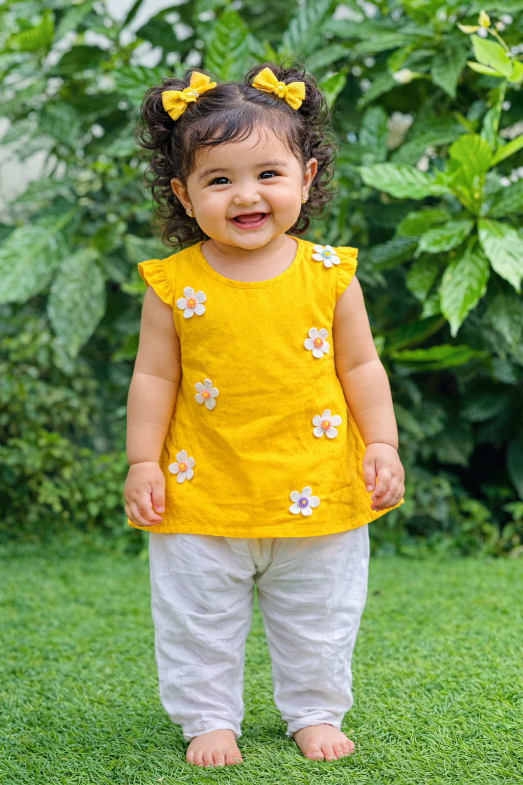 yellow  Cotton  kurta Summer set for girls
