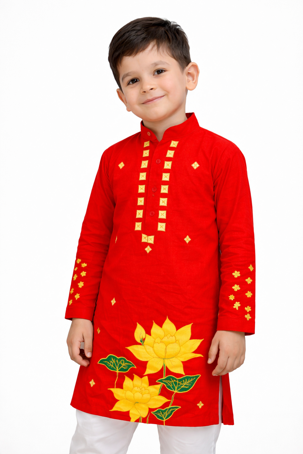 Father Son Combo Lotus Handpainted Kurta Set | Ethnic Wear for Festivals