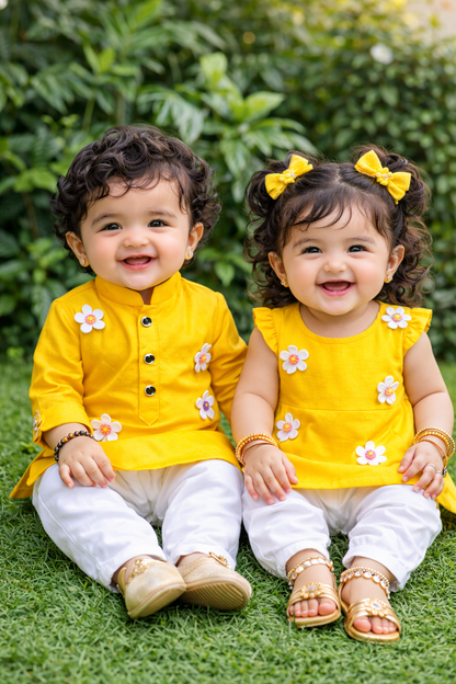 siblings set for summer cotton kurta set for brother and sister