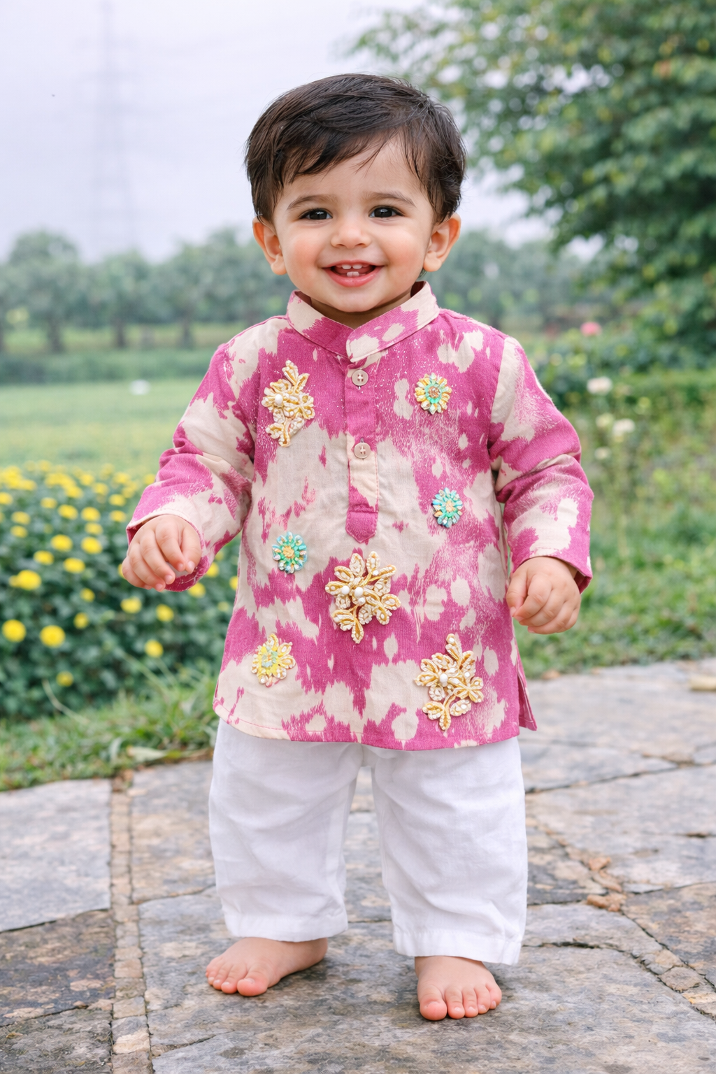 Happyjunglee Sibling Matching Rakhi Outfit – Tie and Dye Cotton Festive Kurta Set for Kids