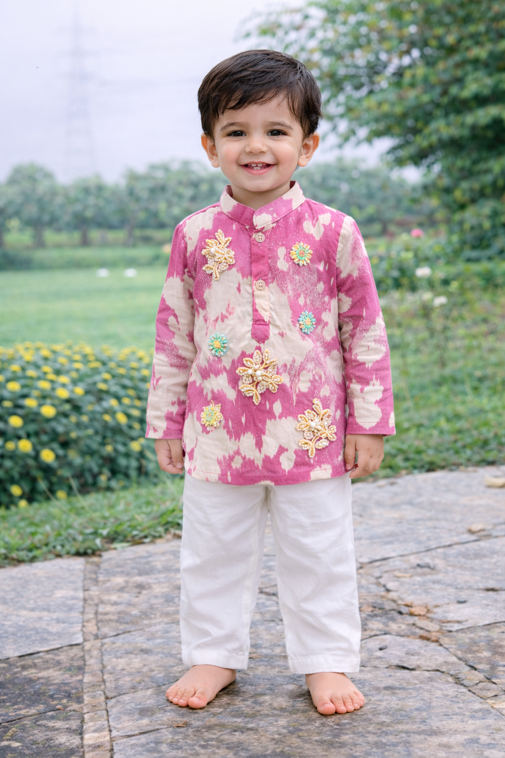 Happyjunglee Sibling Matching Rakhi Outfit – Tie and Dye Cotton Festive Kurta Set for Kids