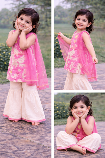 Happyjunglee Sibling Matching Rakhi Outfit – Tie and Dye Cotton Festive Kurta Set for Kids