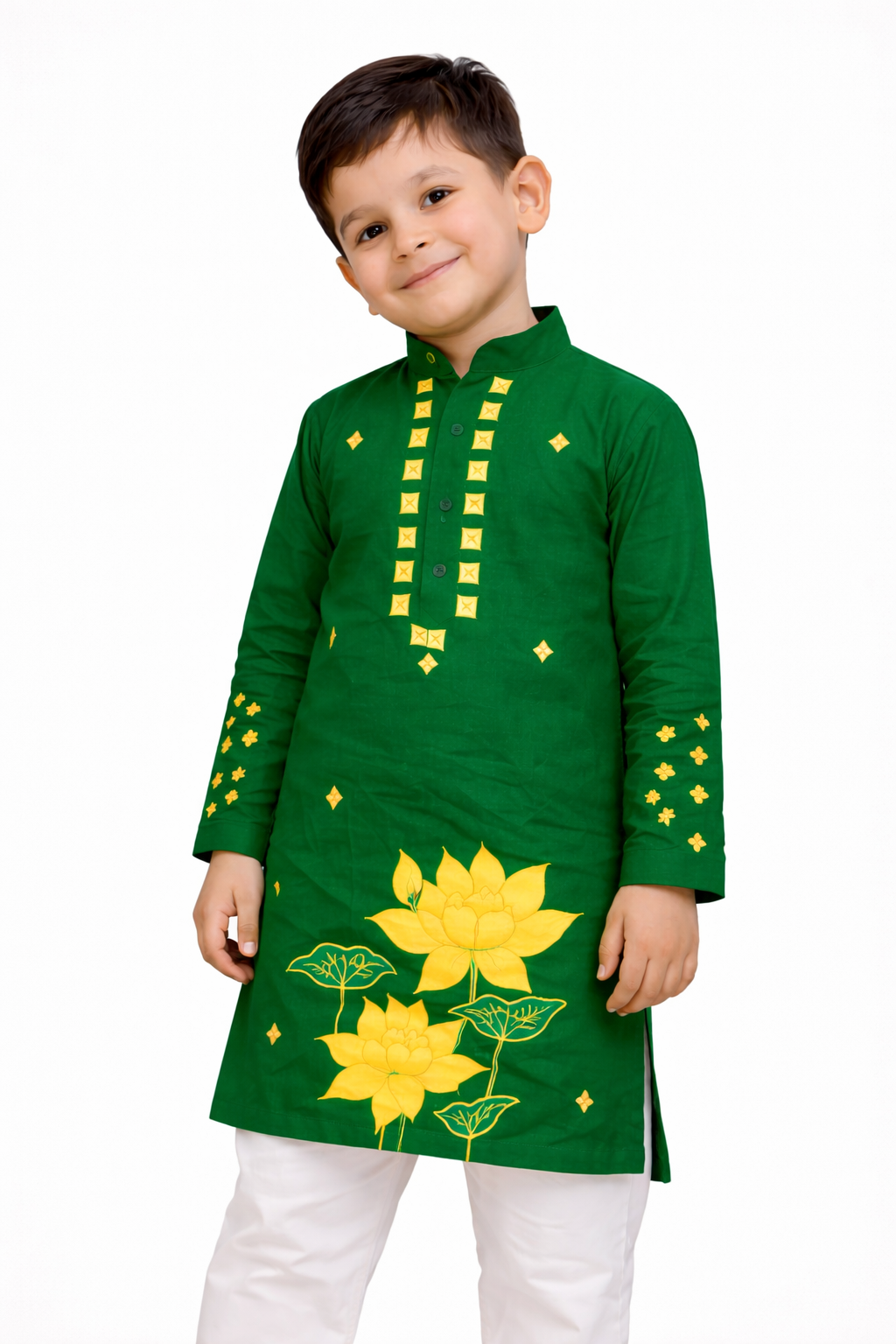 Father Son Combo Lotus Handpainted Kurta Set | Ethnic Wear for Festivals