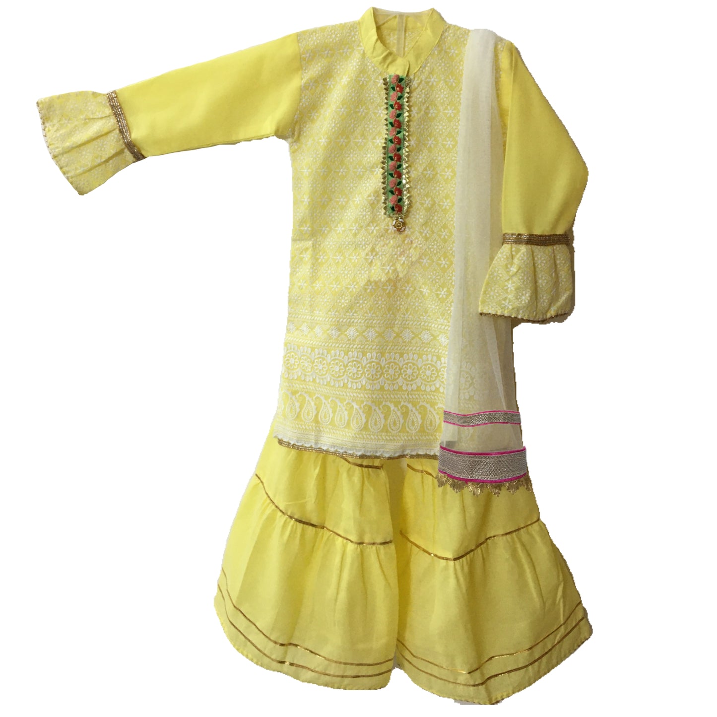 Babynjungle 100% Cotton Ethnic Partywear Sharara kurta Set for girls