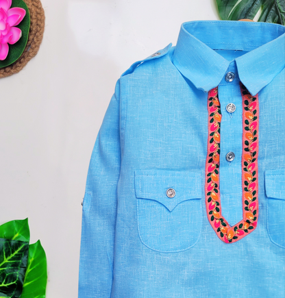 Babynjungle 100% Cotton Kids Ethnic Wear Pathani kurta set for Boys